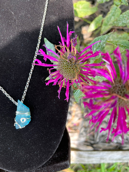 Loop sky blue seaglass necklace