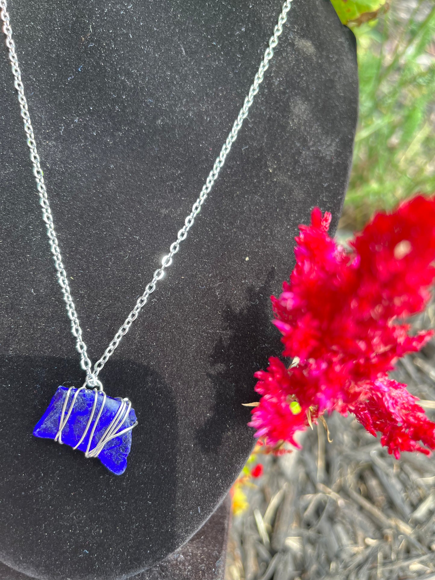 Bold cobalt seaglass necklace