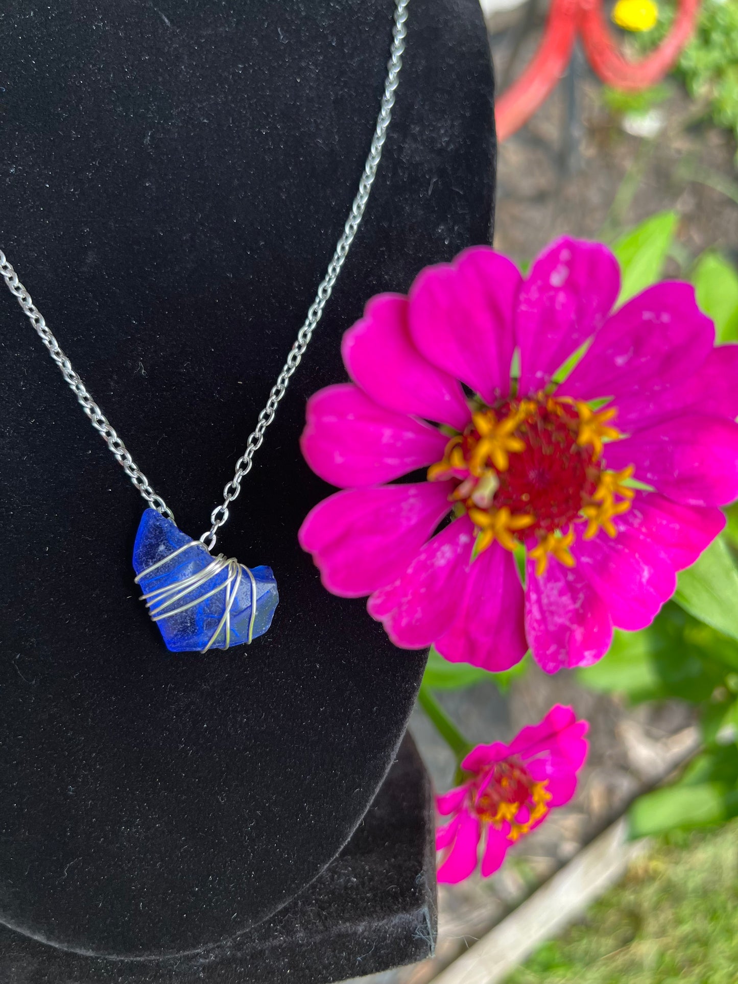 Simple cobalt seaglass necklace