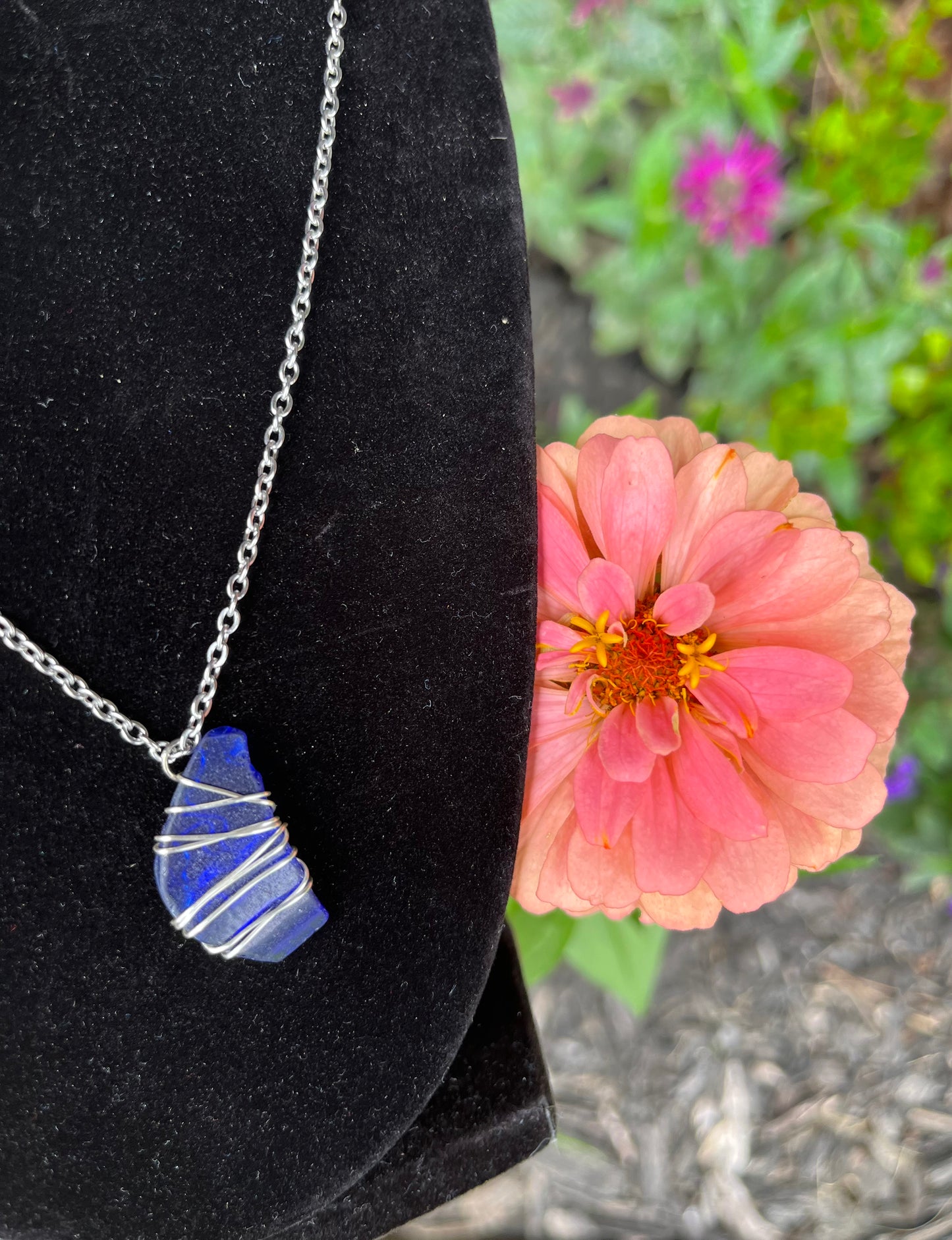 Simple cobalt seaglass necklace