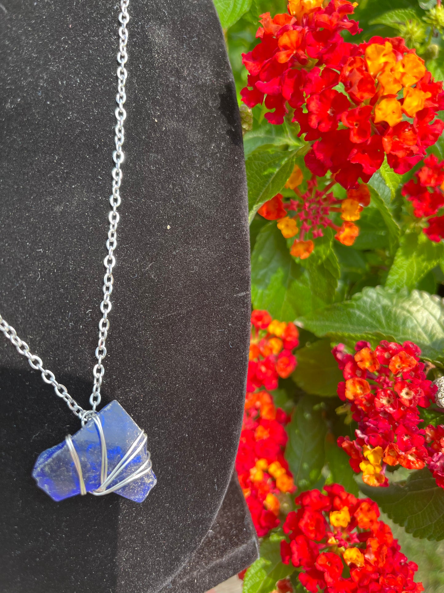 Simple cobalt seaglass necklace