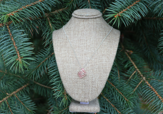 Pink seaglass necklace