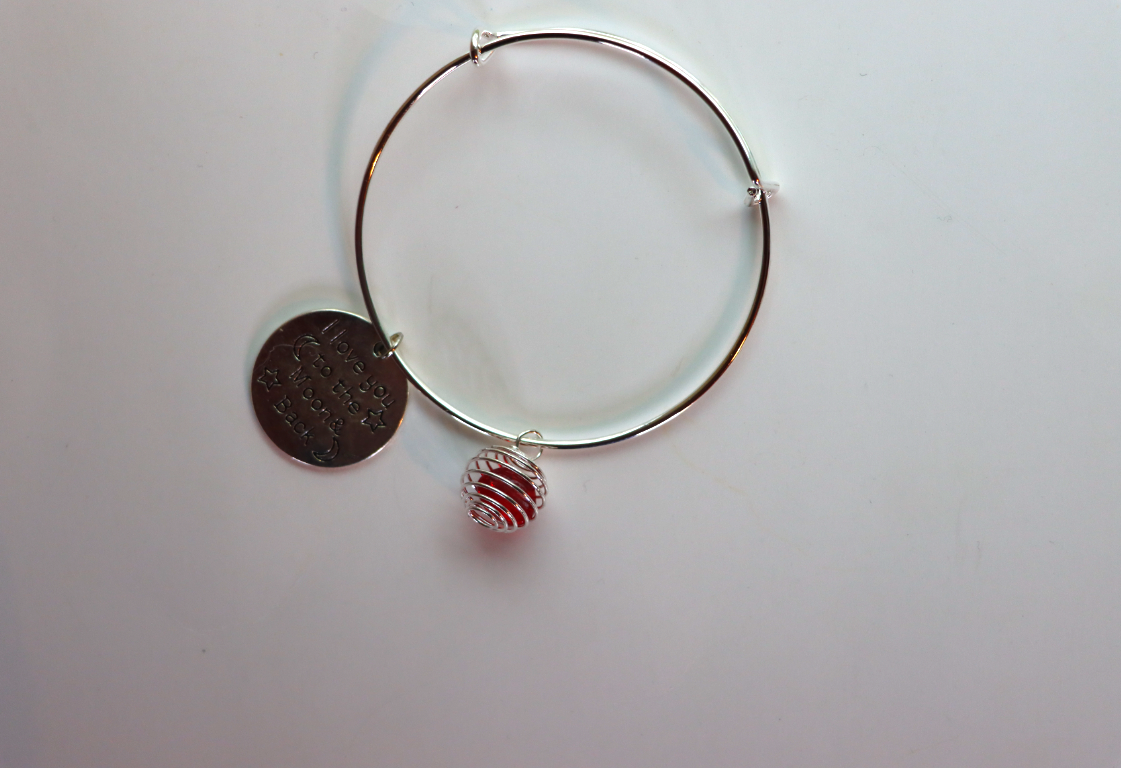 Red Cage Bracelet "I Love You To The Moon And Back" charm