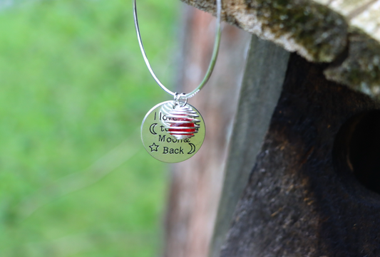 Red Cage Bracelet "I Love You To The Moon And Back" charm