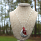 Red seaglass necklace with "I Love You To The Moon And Back" charm