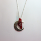 Red seaglass necklace with "I Love You To The Moon And Back" charm