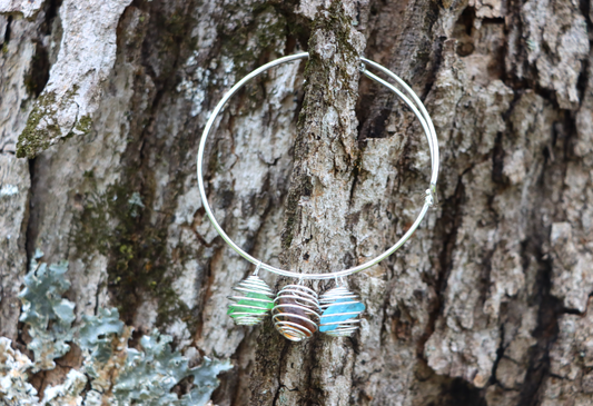 Blue, Brown, and Green cage bracelet