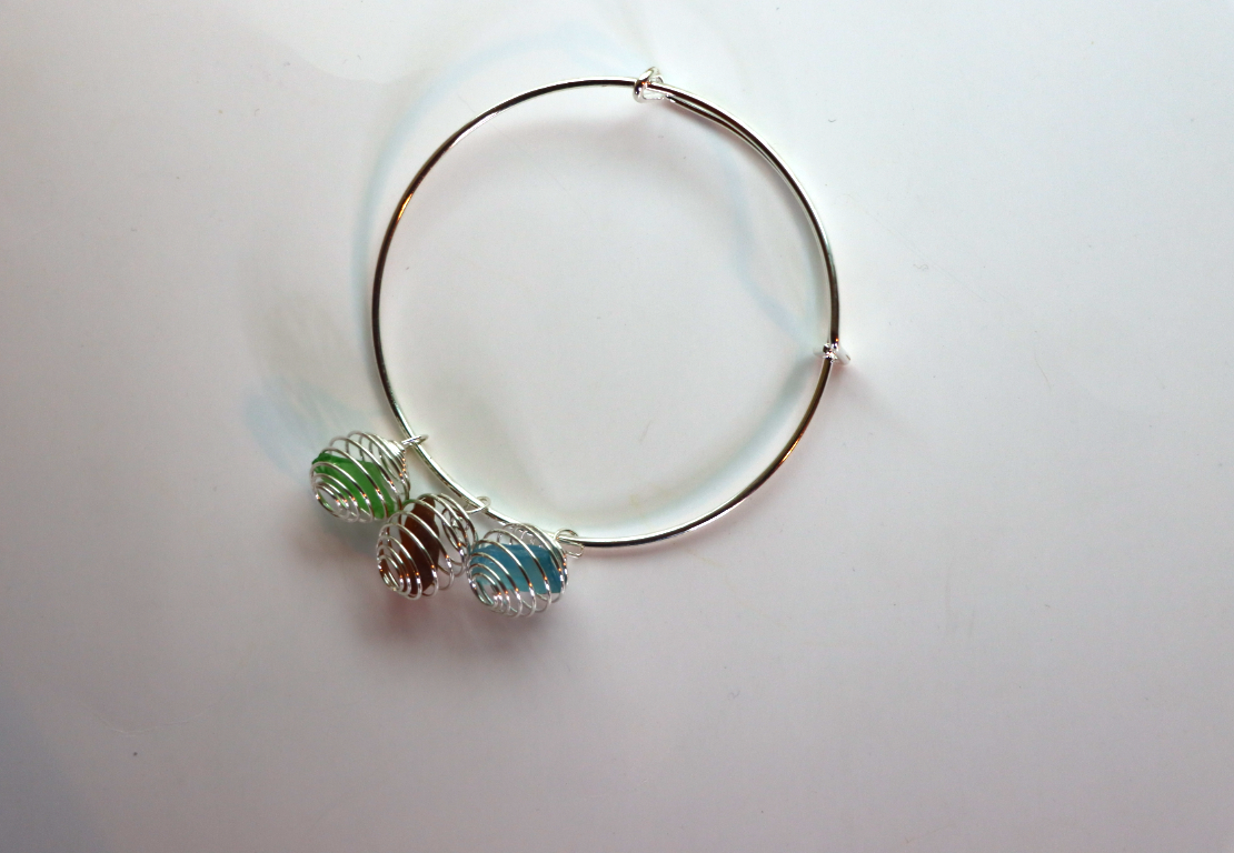 Blue, Brown, and Green cage bracelet