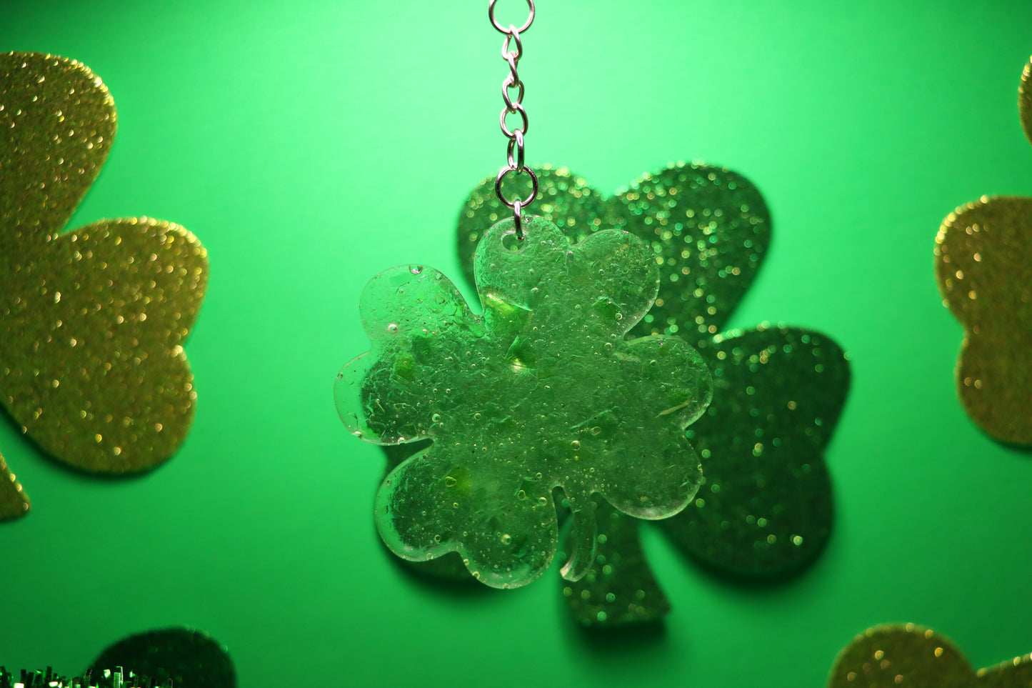 Four Leaf Clover Seaglass Keychain