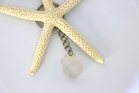 Plain White Seaglass Keychain