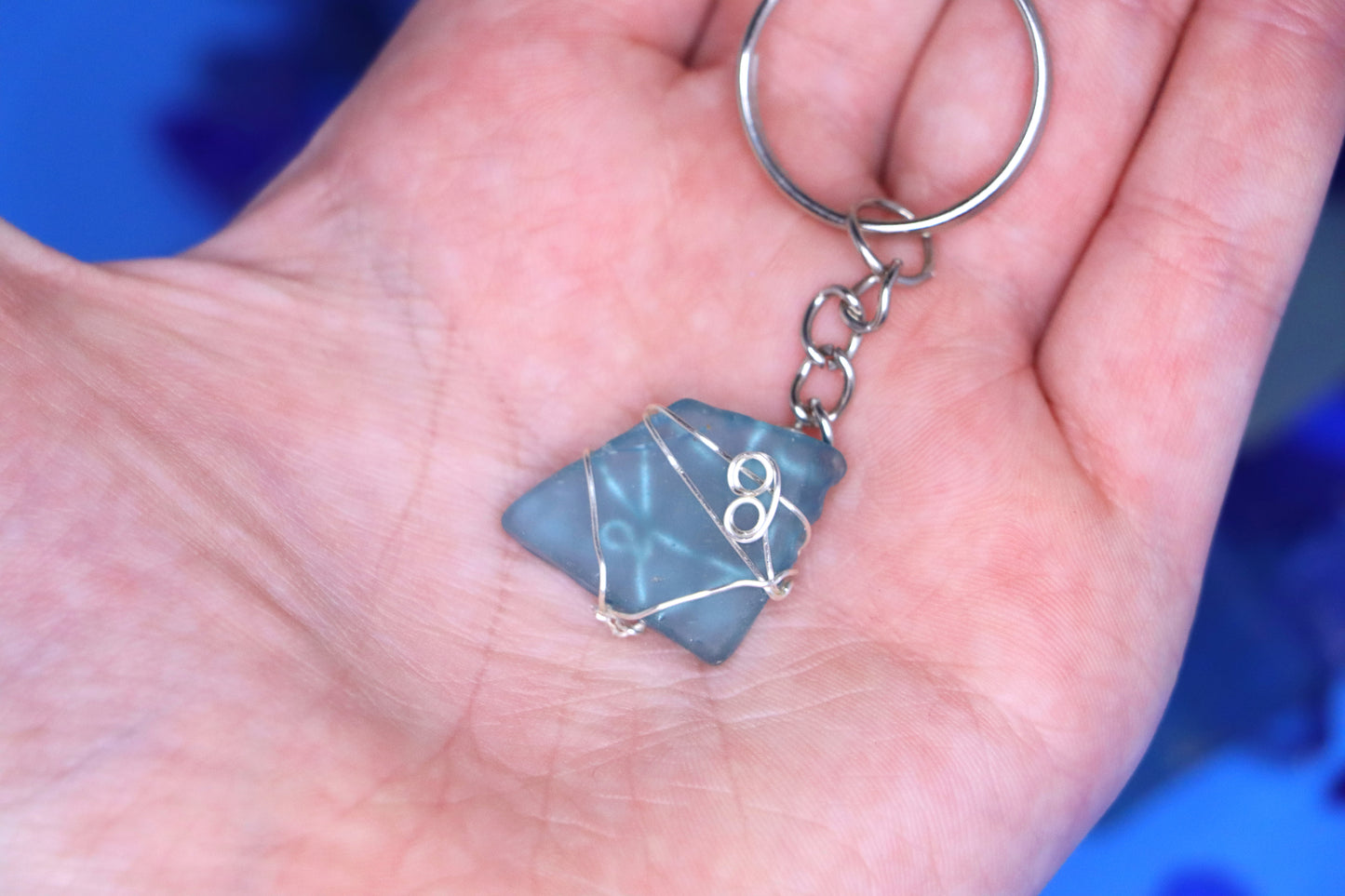 Blue Seaglass Keychain