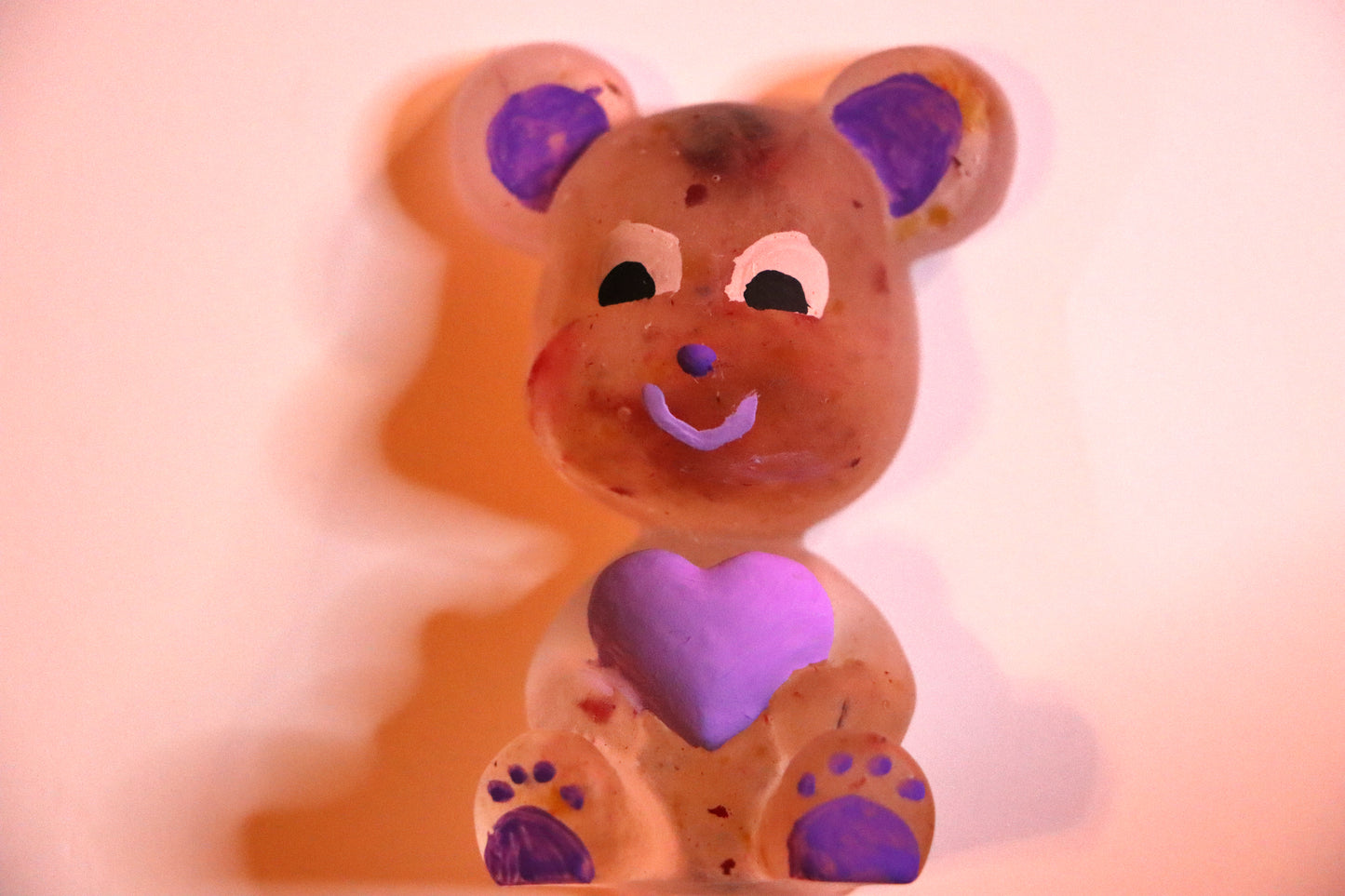 Bear dark purple ear light purple heat magnet