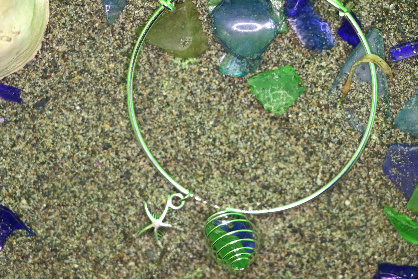 Green and Blue cage with starfish bracelet